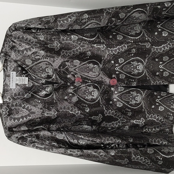 New Holiday Jacket Top Metallic Black and Silver Gray sz 16 Petite - Picture 7 of 7